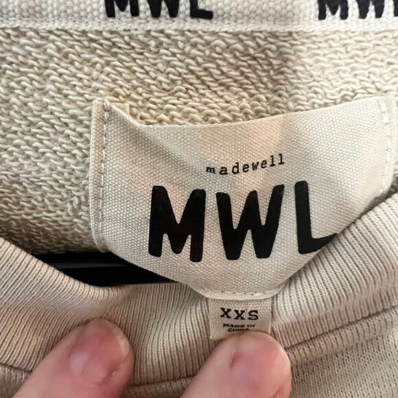 Madewell MWL cream women's Raglan Sweatshirt Size XXS HAS EMBROIDERING "ALI" - Picture 6 of 8